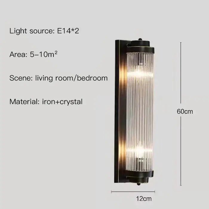Modern gold crystal led wall lamp bedroom sconce