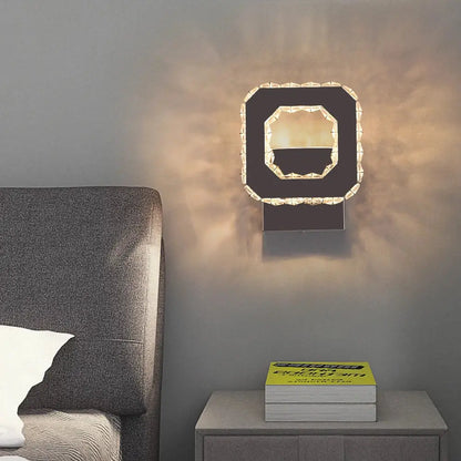 Modern gold crystal led wall lamp bedroom sconce crystal led