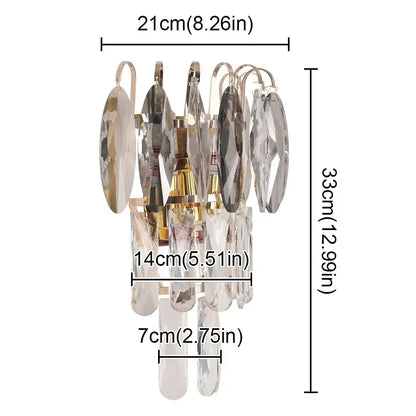 Modern gold crystal led wall lamp bedroom sconce crystal led