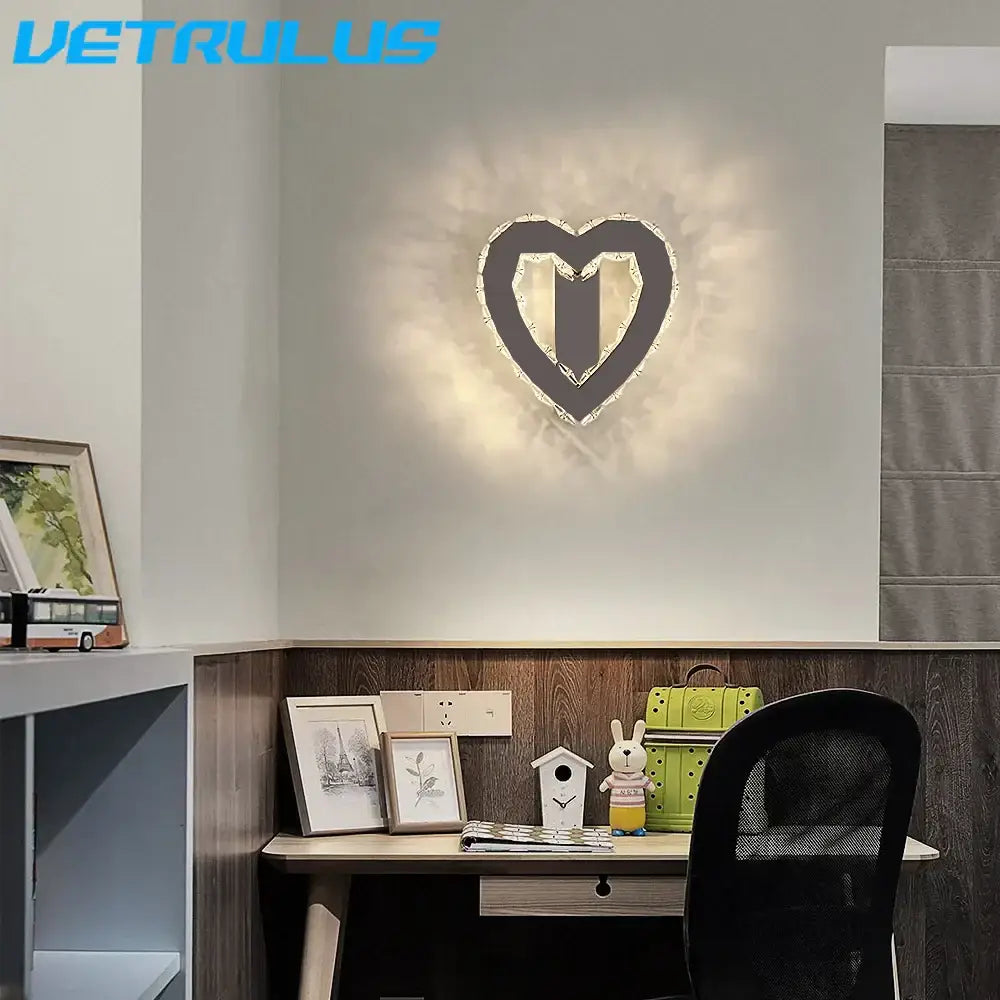 Modern gold crystal led wall lamp bedroom sconce crystal led