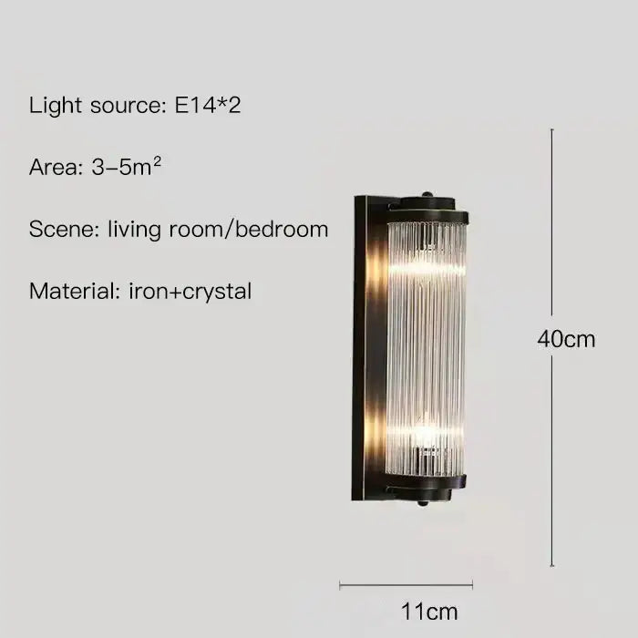 Modern gold crystal led wall lamp bedroom sconce