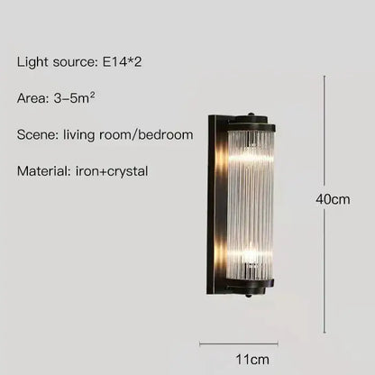 Modern gold crystal led wall lamp bedroom sconce