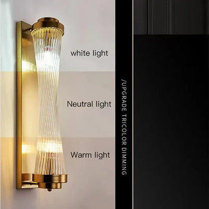 Modern gold crystal led wall lamp bedroom sconce