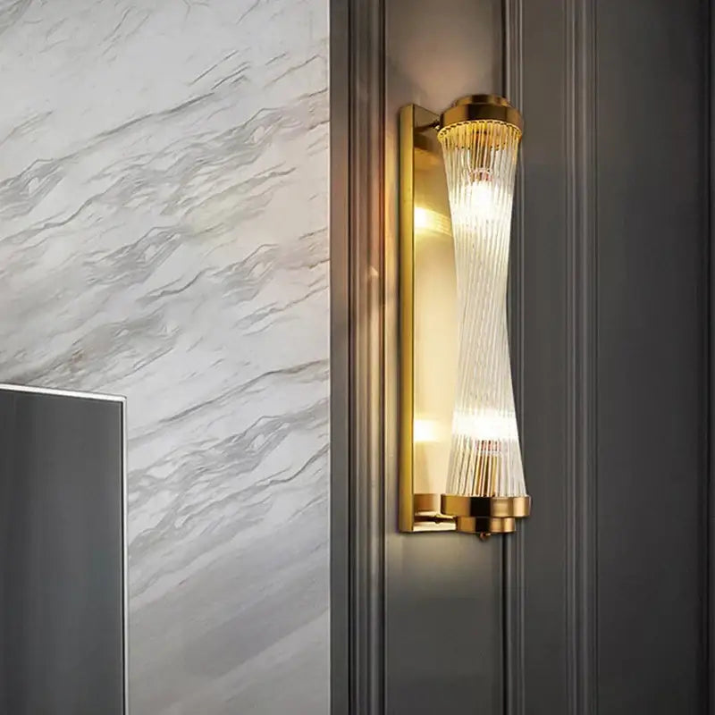 Modern gold crystal led wall lamp bedroom sconce