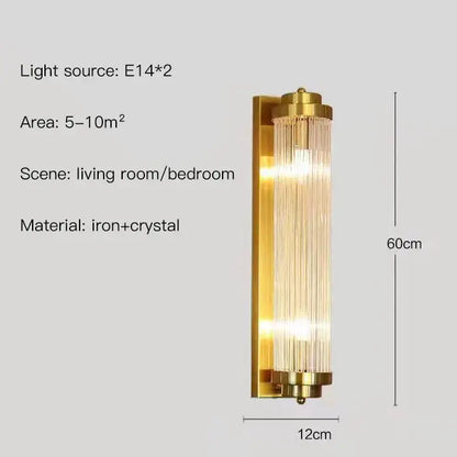 Modern gold crystal led wall lamp bedroom sconce