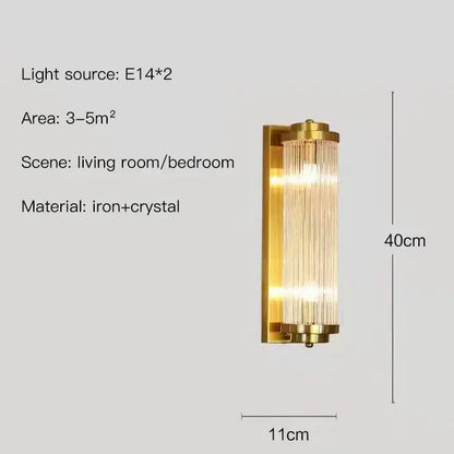 Modern gold crystal led wall lamp bedroom sconce