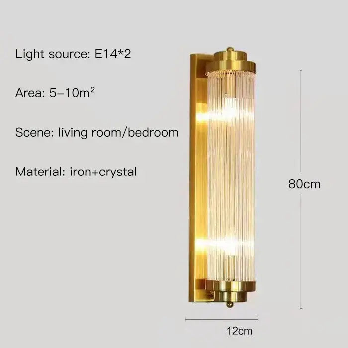 Modern gold crystal led wall lamp bedroom sconce