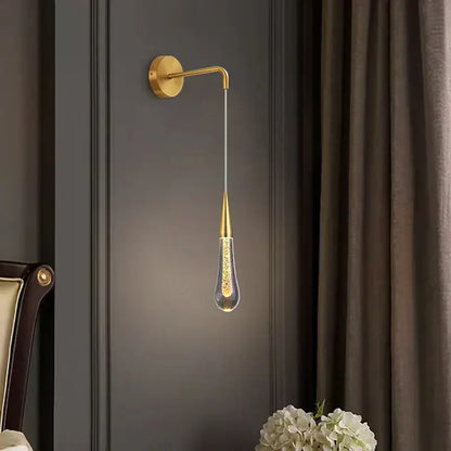 Modern gold crystal led wall lamp bedroom teardrop sconce