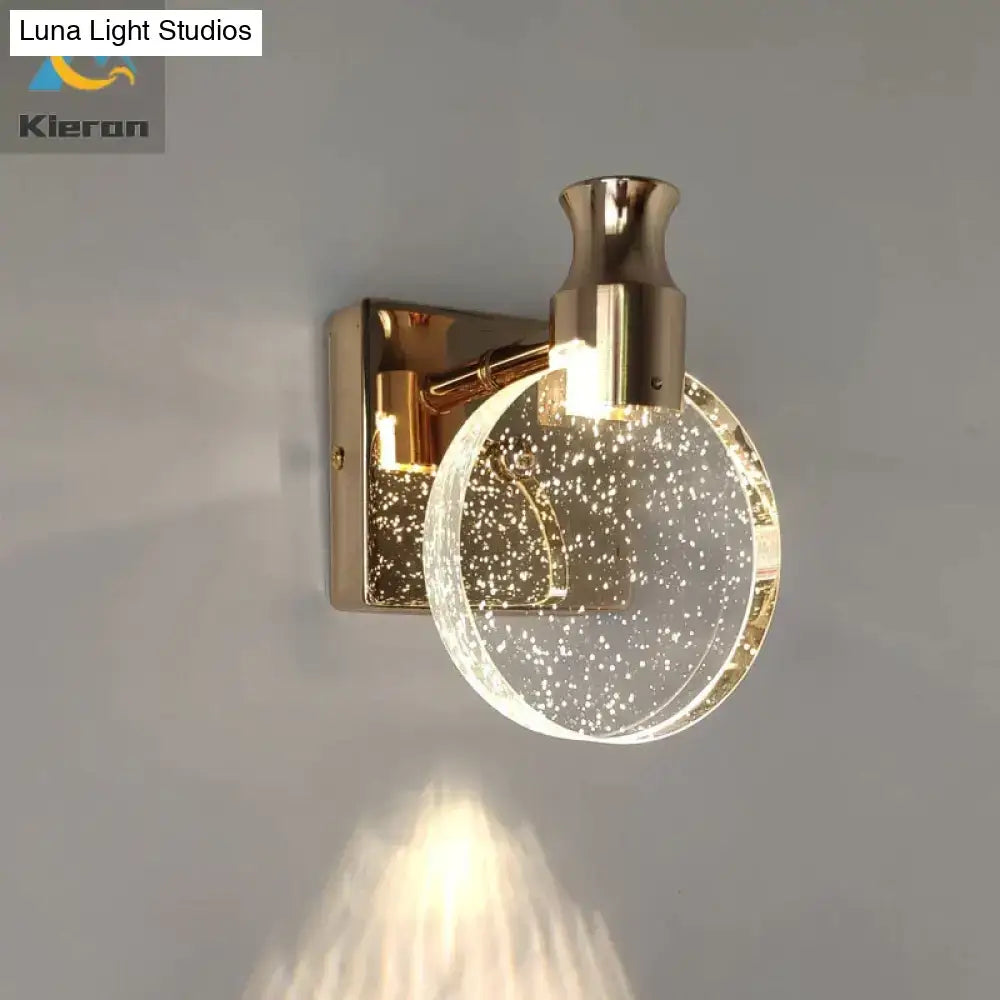 Modern gold crystal led wall lamp for bathroom three globe light