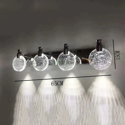 Modern gold crystal led wall lamp for bathroom three globe light