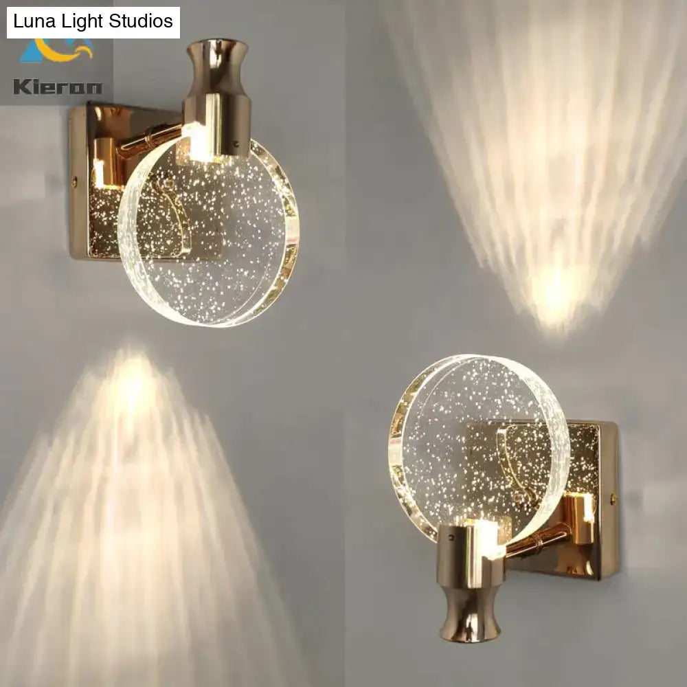 Modern gold crystal led wall lamp for bathroom three globe light