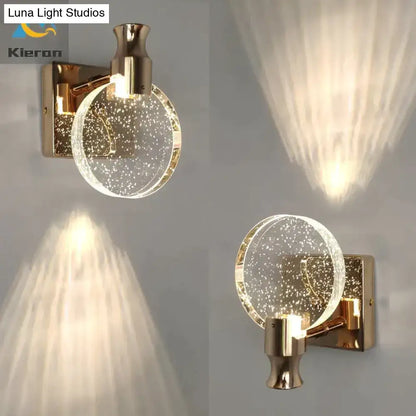 Modern gold crystal led wall lamp for bathroom three globe light