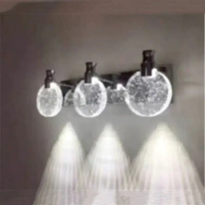 Modern gold crystal led wall lamp for bathroom three globe light