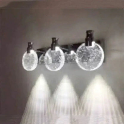 Modern gold crystal led wall lamp for bathroom three globe light