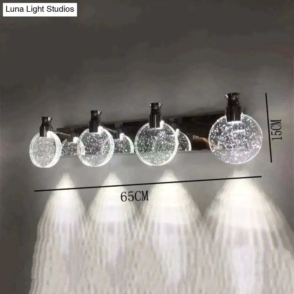 Modern gold crystal led wall lamp for bathroom three globe light