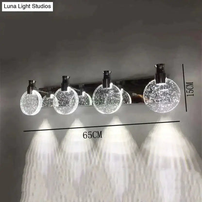 Modern gold crystal led wall lamp for bathroom three globe light