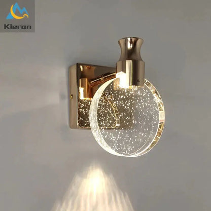 Modern gold crystal led wall lamp for bathroom three globe light