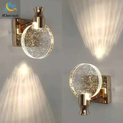 Modern gold crystal led wall lamp for bathroom three globe light