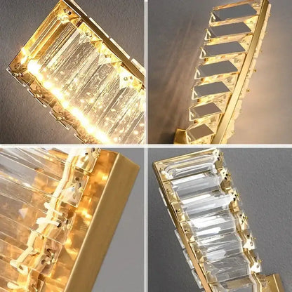 Modern gold crystal led wall lamp for luxury bedroom lighting