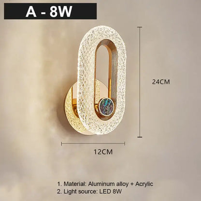 Modern gold crystal led wall lamp living room sconce