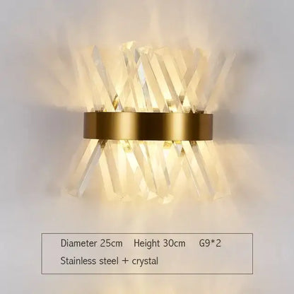 Modern gold crystal led wall lamps bedroom cascading sconce light