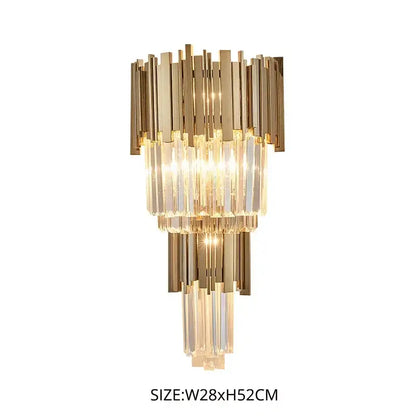Modern gold crystal led wall lamps bedroom cascading sconce light