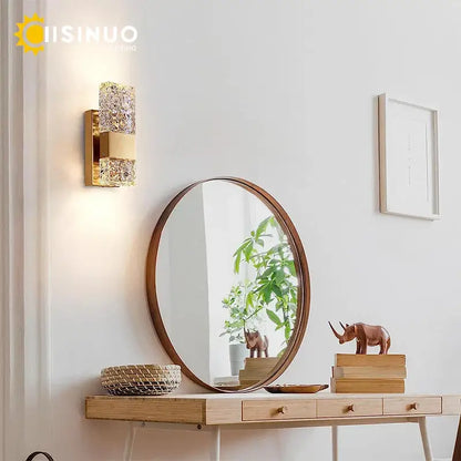Modern gold crystal led wall light for bedroom dimmable sconce