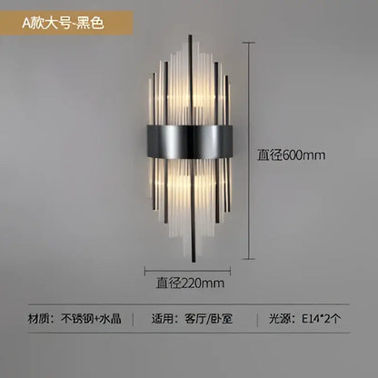 Modern gold crystal led wall light living room glass sconce