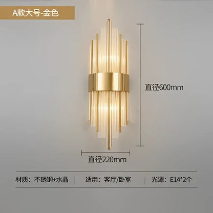 Modern gold crystal led wall light living room glass sconce