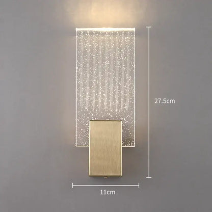 Modern gold crystal led wall sconce bedroom glass rod light