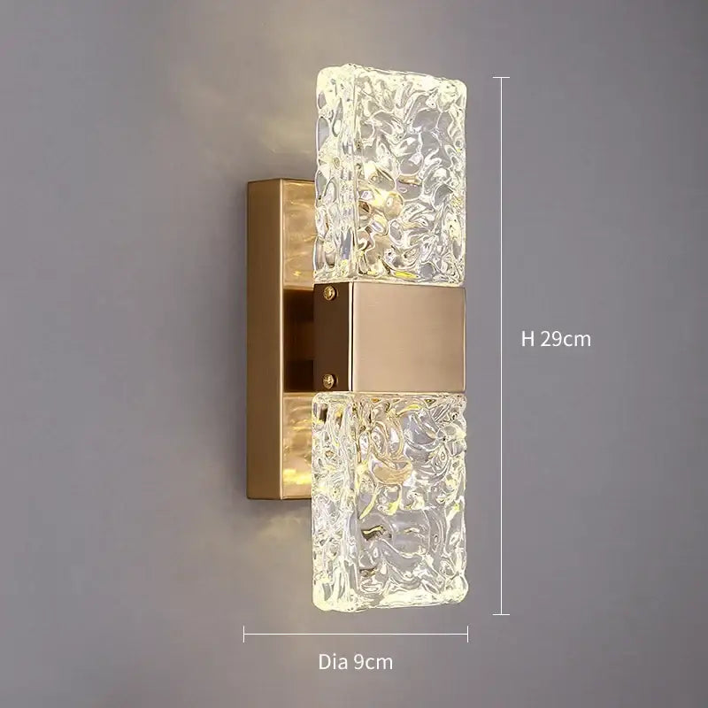 Modern gold crystal led wall sconce bedroom glass rod light