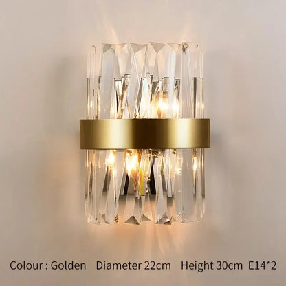 Modern gold crystal led wall sconce bedroom glass rod light