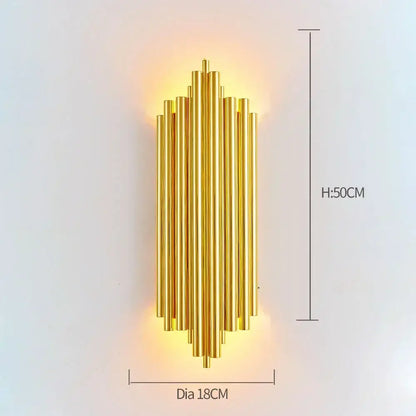 Modern gold crystal led wall sconce bedroom glass rod light