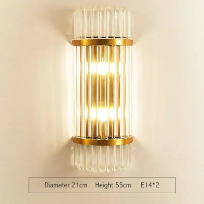 Modern gold crystal led wall sconce bedroom glass rod light