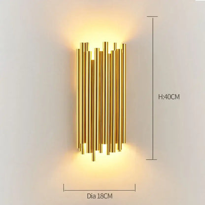 Modern gold crystal led wall sconce bedroom glass rod light