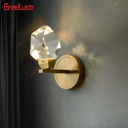 Modern gold crystal led wall sconce for bedroom luxury decor