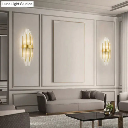 Modern gold crystal led wall sconce living room cascading light