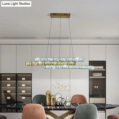Modern gold crystal linear island light kitchen chandelier