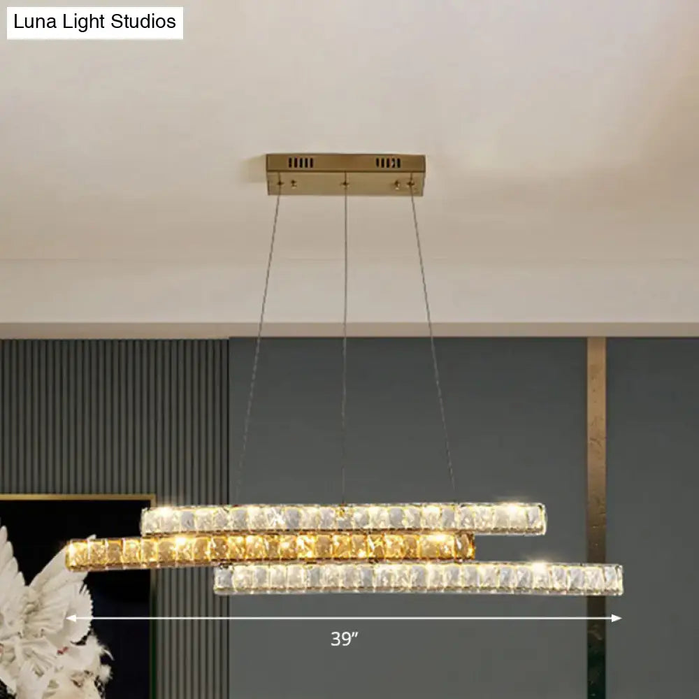 Modern gold crystal linear island light kitchen chandelier