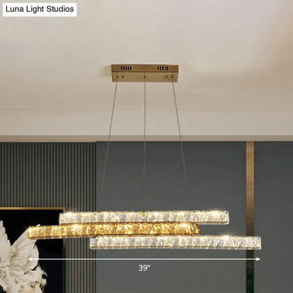 Modern gold crystal linear island light kitchen chandelier
