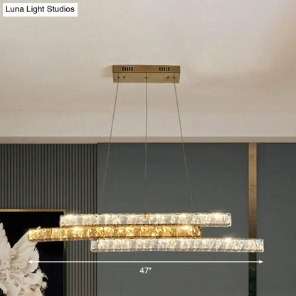 Modern gold crystal linear island light kitchen chandelier
