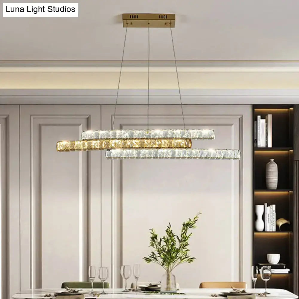 Modern gold crystal linear island light kitchen chandelier
