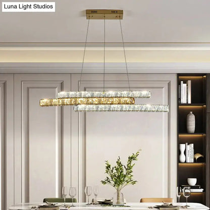 Modern gold crystal linear island light kitchen chandelier