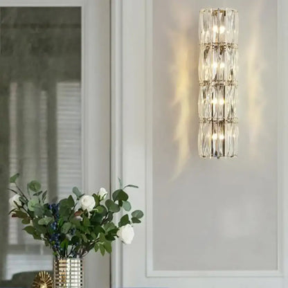 Modern gold crystal linear wall light dining room sconce