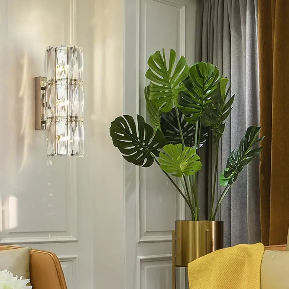 Modern gold crystal linear wall light dining room sconce