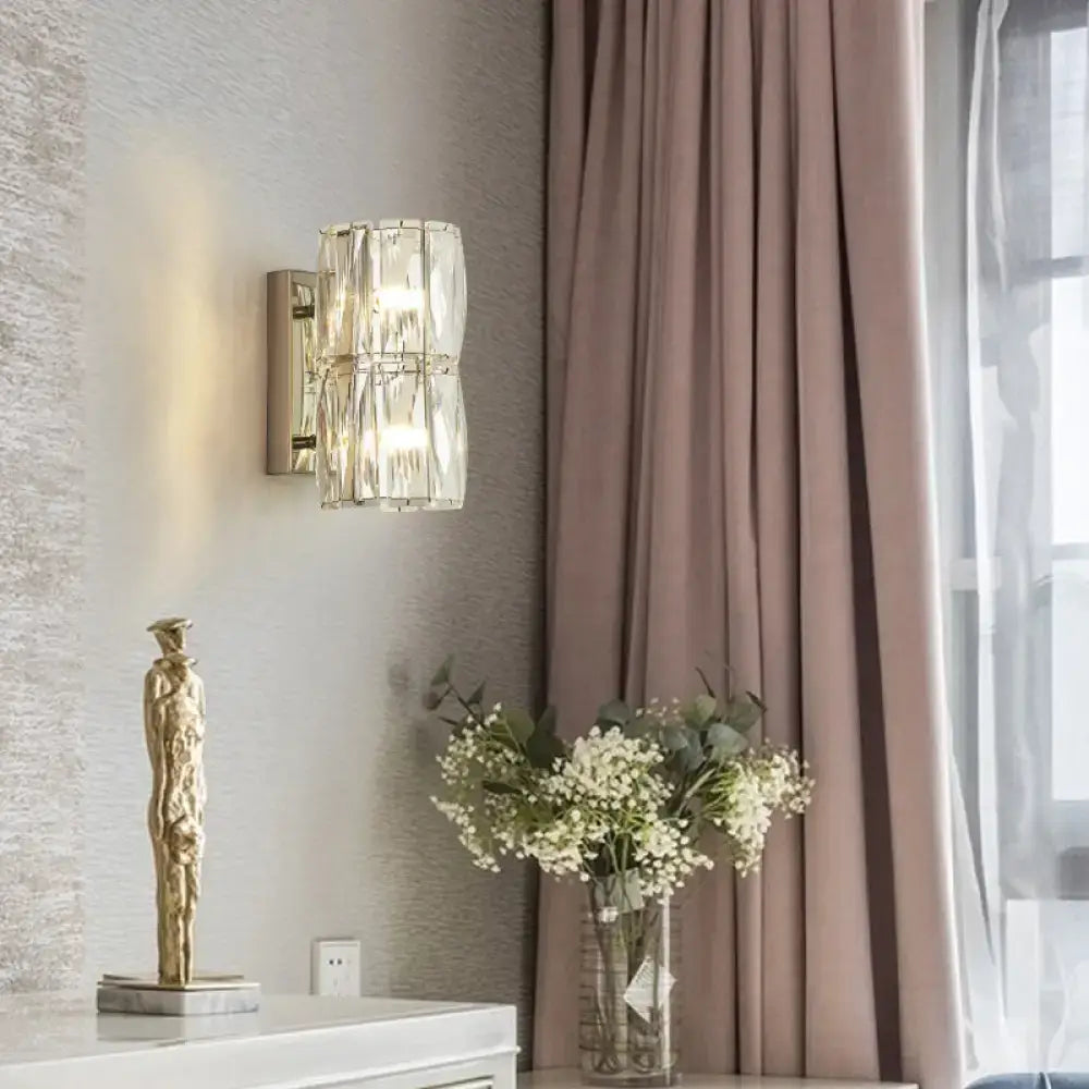 Modern gold crystal linear wall light dining room sconce