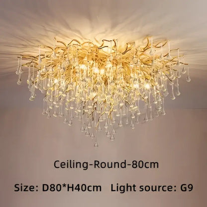 Modern gold crystal luxury ceiling chandelier for dining room