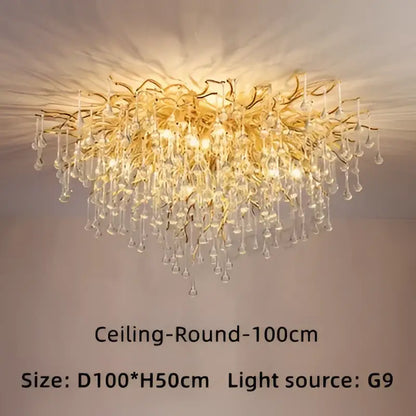 Modern gold crystal luxury ceiling chandelier for dining room