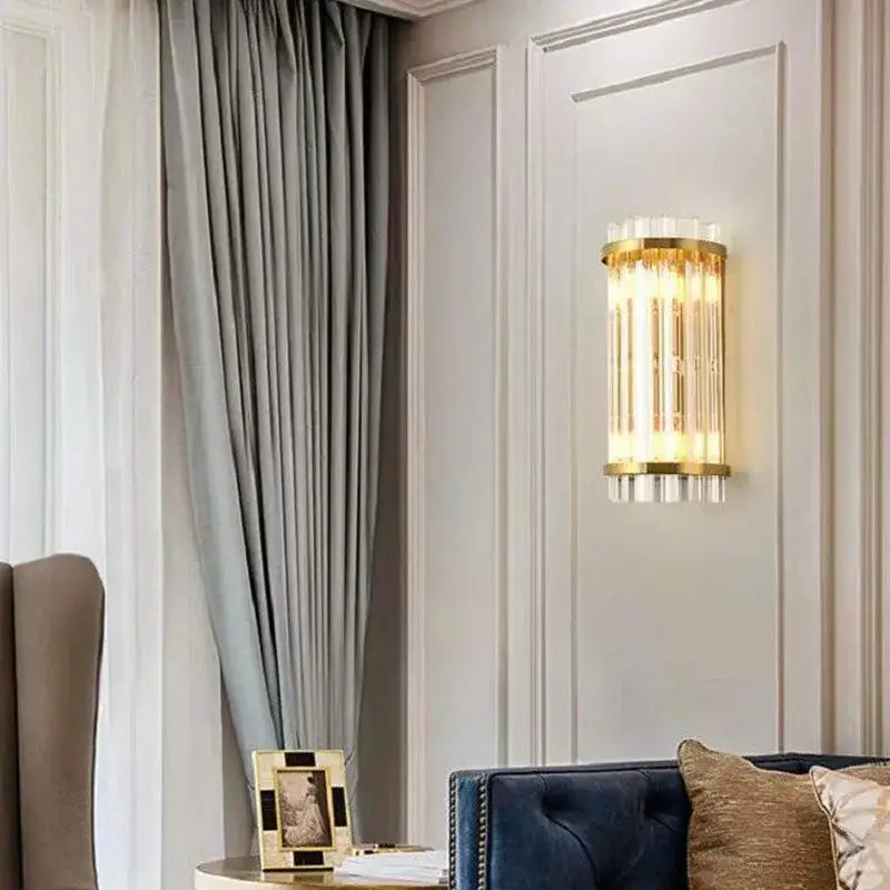 Modern gold crystal luxury wall lamp bedroom sconce