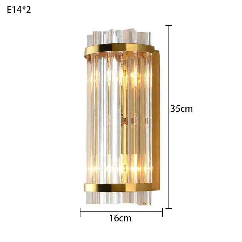 Modern gold crystal luxury wall lamp bedroom sconce